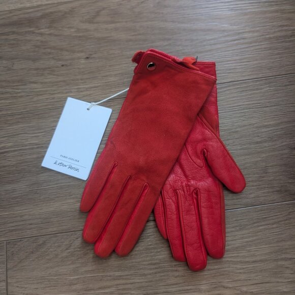 & OTHER STORIES | Suede Leather Gloves Red - Picture 2 of 9